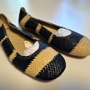 Navy/cream Camper Twins ballet flats, size 41.